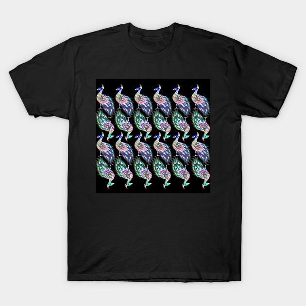 peacock led light rainbow ecopop pattern T-Shirt by jorge_lebeau